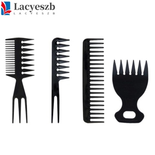 Lacyeszb ชุดแปรงหวีผมพลาสติก ป้องกันไฟฟ้าสถิตย์ สีดํา สําหรับผู้ชาย 4 ชิ้น ต่อชุด