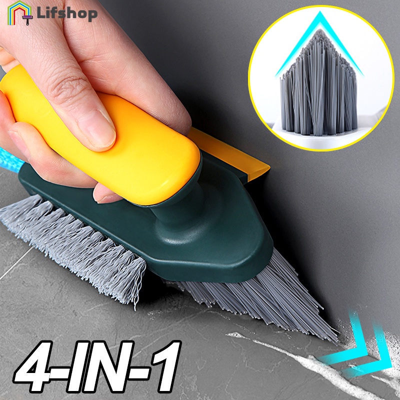 4 in 1 แปรงขัดพื้นห้องน้ํา ห้องครัว กระเบื้อง ช่องว่างพื้น / แปรงขัดพื้น แปรงช่องว่าง อเนกประสงค์ / แปรงขัดมุมร่องหน้าต่าง ผนัง มุมห้องน้ํา / แปรงขัดห้องน้ํา รูปตัว V