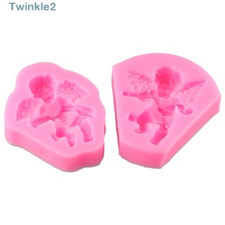 Twinkle แม่พิมพ์ซิลิโคน รูปนางฟ้า ขนาดเล็ก สีชมพู สําหรับตกแต่งเค้ก ฟองดองท์ ขนมหวาน 3 ชิ้น