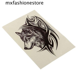 Mxfashione สติกเกอร์รอยสักชั่วคราว ลายหมาป่า ขนาดใหญ่ ลอกออกได้ 2 ชิ้น