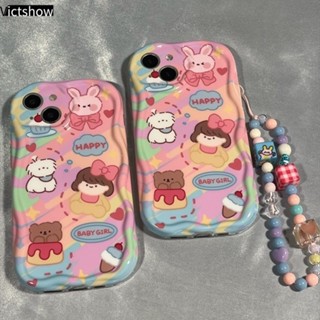 เคสโทรศัพท์มือถือ TPU ขอบโค้ง ลายกระต่ายน่ารัก 3D กันกระแทก พร้อมสายคล้อง สําหรับ VIVO Y22 Y22S Y35 Y12S Y12 Y20 Y15S Y15C Y91C Y21 2021 Y16 Y21A Y56 Y02A