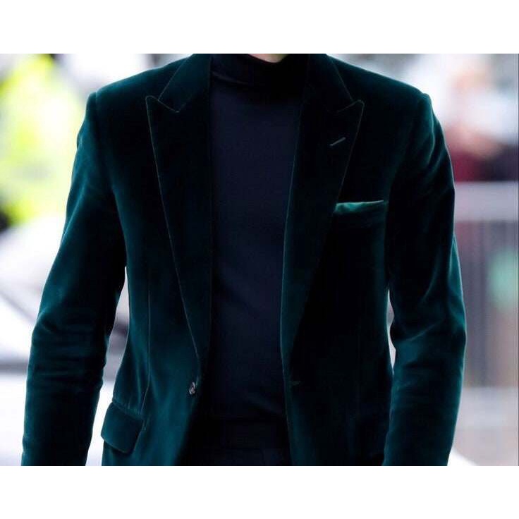 MEN'S BLAZER - Velvet Blazer - Green Blazer - Velvet Green Blazer - Men Blazer - Men Velvet Tuxedo