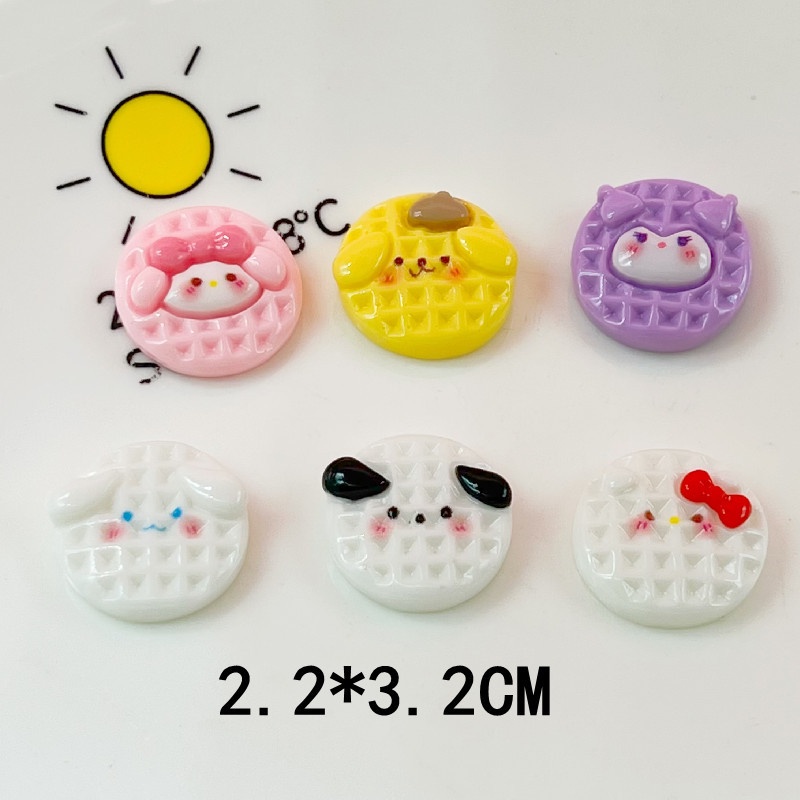 [2 #] Jibbitz Crocs สติกเกอร์กิ๊บติดผม ทรงกลม ลายการ์ตูน Sanrio Melody Kuromi Pudding Dog สําหรับตู้เย็น QP