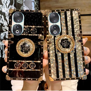 เคสป้องกันโทรศัพท์มือถือ ลายดอกไม้ พร้อมแหวนขาตั้ง สําหรับ Honor 90 Pro 5G 2023 90 90Pro 90Pro