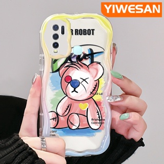 เคสโทรศัพท์มือถือแบบนิ่ม ใส กันกระแทก ลายการ์ตูนหมีน่ารัก สีชมพู สําหรับ VIVO Y30 Y30i Y50