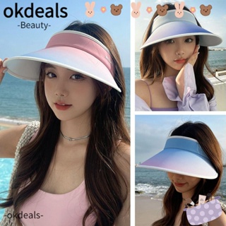 Okdeals หมวกปีกกว้าง หมวกกันแดด ปรับได้ แฟชั่นฤดูร้อน สําหรับผู้หญิง