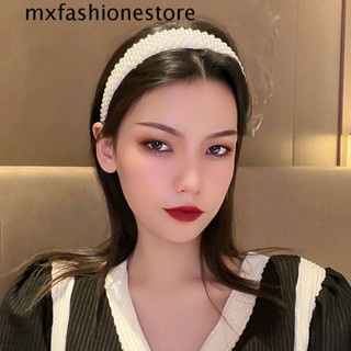 Mxfashione ที่คาดผม มุก หวาน เกาหลี ใหญ่ สีขาว หรูหรา ที่คาดผม