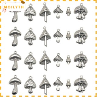 Moilyth จี้รูปเห็ดอัลลอย 6 แบบ สีเงิน สําหรับทําเครื่องประดับ DIY 60 ชิ้น