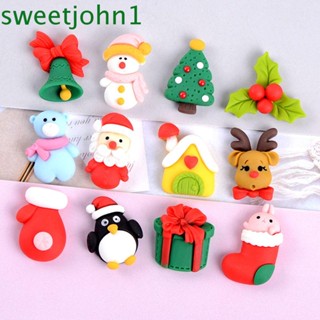 Sweetjohn พลอยเทียมเรซิ่น ลายการ์ตูนซานตาคลอส 3D สําหรับตกแต่งเล็บ