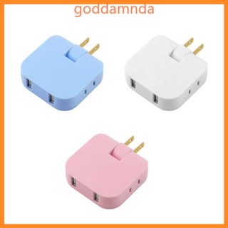 Godd ปลั๊กแท็กติดผนัง AC พร้อมซ็อกเก็ต USB 2 ช่อง 180 องศา