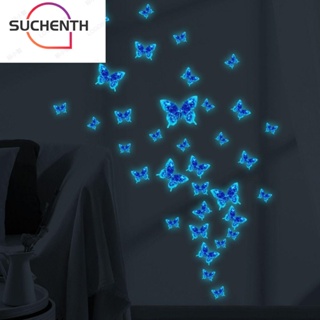 Suchenth สติกเกอร์ติดผนัง ลายผีเสื้อ เรืองแสงในที่มืด คอมพิวเตอร์ สีฟ้าเรืองแสง สําหรับห้องนอนเด็กผู้หญิง