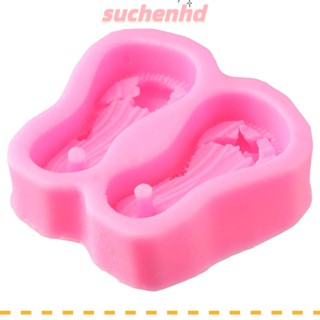 Suchenhd แม่พิมพ์ซิลิโคน รูปรองเท้าชายหาด ขนาด 9*8*2.5 ซม. สีชมพู สําหรับตกแต่งเค้ก