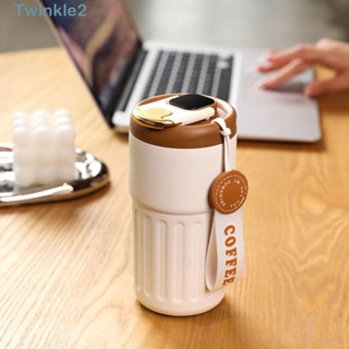 Twinkle แก้วกาแฟสเตนเลส มีฉนวนกันความร้อน ความจุขนาดใหญ่ ทําความสะอาดง่าย แบบพกพา 450 มล.