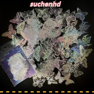 Suchenhd สติกเกอร์โฮโลแกรม PET สีเงิน สติกเกอร์สมุดภาพ สติกเกอร์ใส DIY