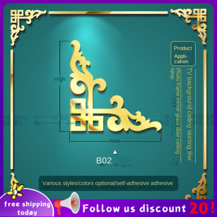 Se7ven Corner stickers acrylic lace stickers ceiling mirror decoration living room background wall three-dimensional decorative flowers corner waterproof self-adhesive