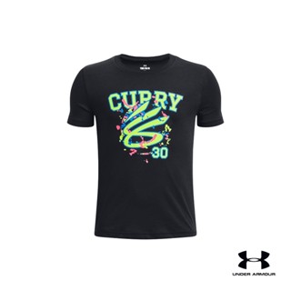 Under Armour Boys Curry Logo Short Sleeve อันเดอร์ อาร์เมอร์ เสื้อแขนสั้น Curry Logo สำหรับเด็กผู้ชาย