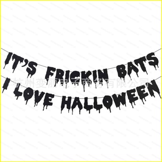 Yyds ITS FRICKIN BATS I LOVE HALLOWEEN ธงแบนเนอร์กลิตเตอร์ สําหรับตกแต่งปาร์ตี้