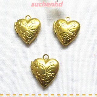 Suchenhd จี้กรอบรูปหัวใจ ทองเหลือง ขนาดเล็ก สีทอง สําหรับสร้อยคอ 20 ชิ้น