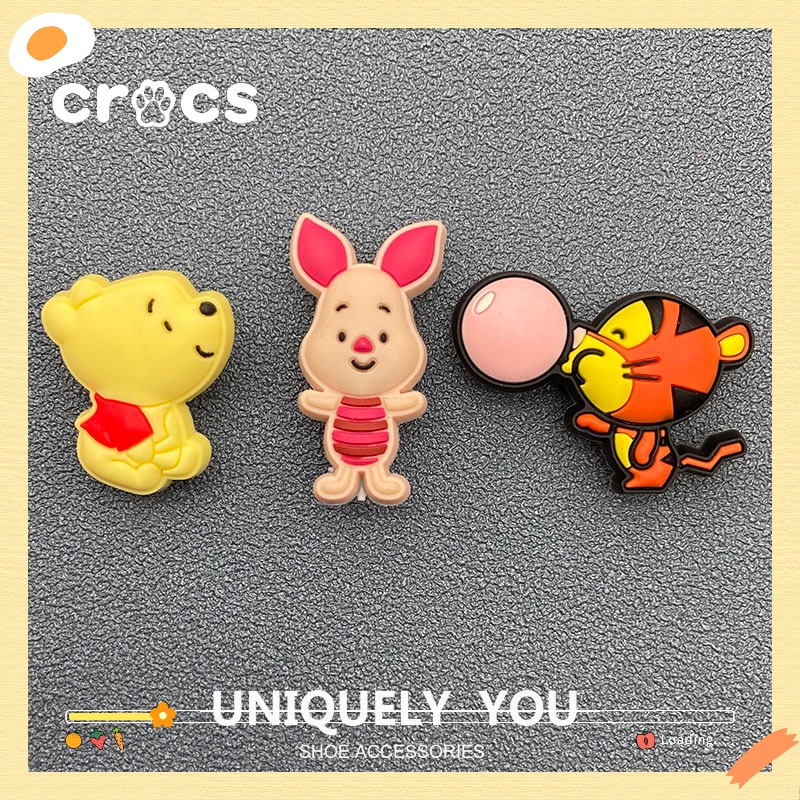 Crocs jibbitz ตัวติดรองเท้า ลายการ์ตูนดิสนีย์ หมีพูห์ ดอกไม้ อนิเมชั่น