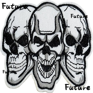 Future แผ่นแพทช์ โพลีเอสเตอร์ ปักลายหัวกะโหลกน่ารัก ขนาด 3.54*2.48 นิ้ว สําหรับติดเสื้อผ้า กระเป๋าเป้สะพายหลัง