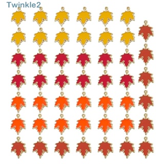 Twinkle จี้รูปใบเมเปิ้ล โลหะผสม คละสี 24x19 มม. 40 ชิ้น