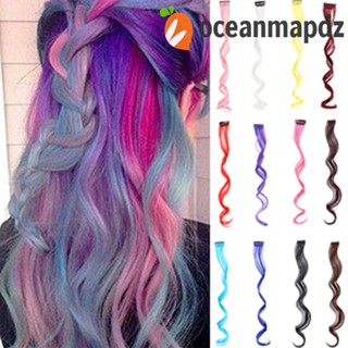 Oceanmapdz ต่อผม สีรุ้ง, ผมหยิกสังเคราะห์ ที่มีสีสัน เครื่องประดับผม ไร้รอยต่อ ธรรมชาติ คลิปในวิกผมยาว หยักศก ผู้หญิง