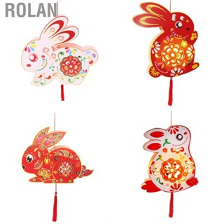 Rolan Chinese Festival Rabbit Lantern  No Odor Durable Paper with Button  for Ornament