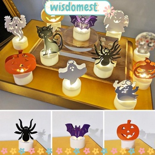 Wisdomest โคมไฟ LED พลาสติก รูปฟักทองผี ค้างคาว ค้างคาว สีขาวอบอุ่น สําหรับตกแต่งบ้าน ปาร์ตี้ฮาโลวีน