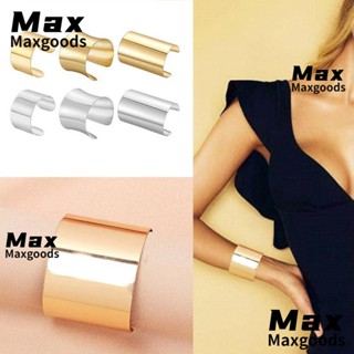 Maxg กําไลข้อมือ เรขาคณิต พื้นผิวมันวาว เปิด สร้อยข้อมือ Armlet เรียบง่าย ปรับได้ ทอง / เงิน สร้อยข้อมือโลหะ ผู้หญิง