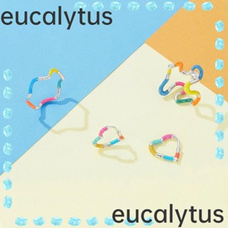 Eucalytus1 แหวนเงินแท้ 925 รูปหัวใจ สีรุ้ง เครื่องประดับ สําหรับผู้หญิง