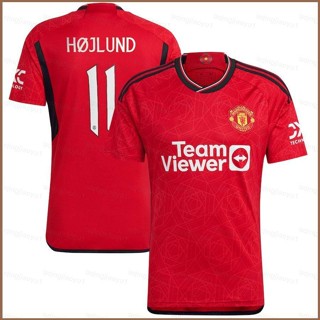 เสื้อยืดแขนสั้น ลายทีมชาติฟุตบอล HQ1 2023-24 M United Home Hojlund Jersey ชุดเหย้า พลัสไซซ์ QH1