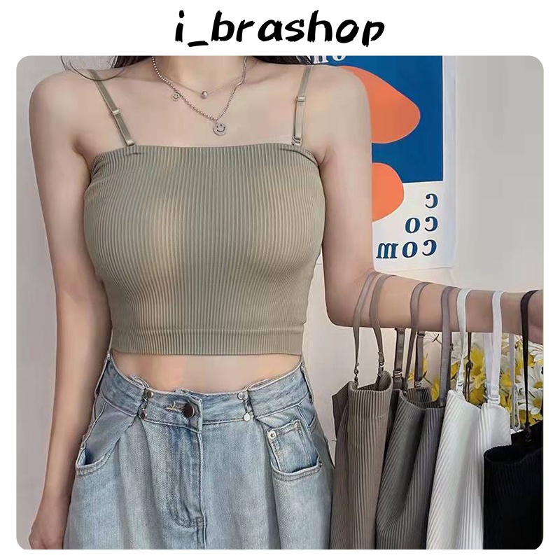 i_brashop ครอปบราปรับสายได้ เกาะอก ถอดสายได้ เสื้อเสริมบราสไตล์ Uniqlo บราท็อป ผ้าญี่ปุ่น นุ่มใส่สบาย เสื้อทับ BAB202