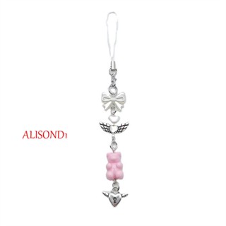 Alisond1 สาวเท่ สีชมพู โซ่ คาวาอี้ แฮนด์เมด สายคล้องโทรศัพท์ สุดเท่ สาว กระเป๋า เสน่ห์ โซ่ลูกปัด สายคล้องโทรศัพท์มือถือ