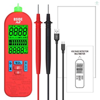 BSIDE A2 Mini Smart Digital Multimeter Auto Range 5999 Counts NCV Universal Meter Handheld Multifunctional Tester Voltmeter Ammeter with Backlight Flashlight AC/DC Voltage &amp; Current Resistance Capacitance Frequency Temperature Measurement