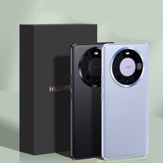 สําหรับ Huawei Mate 60, 60 Pro เคส ELVEV หรูหรา ธรรมดา หนัง PU + ซิลิโคน บางเฉียบ โลหะ ป้องกันเลนส์