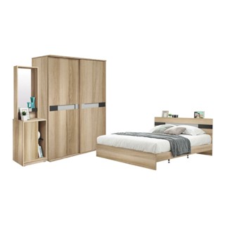 [กทม. 3-5 วัน ส่ง] Koncept furniture ชุดห้องนอนขนาด 6 ฟุต รุ่น Harper สีไม้อ่อน (ซม.)