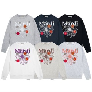 เสื้อกันหนาวแขนยาว คอกลม ทรงหลวม พิมพ์ลายตัวอักษร และดอกเดซี่ ขนาดใหญ่ สีพื้น แฟชั่นฮิปฮอป สไตล์เกาหลี สําหรับผู้ชาย และผู้หญิง สินค้าพร้อมส่ง