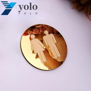 Yolo สติกเกอร์กระจก ทรงกลม ลายฐานไม้ 3D สีดํา สีเงิน สีทอง สําหรับตกแต่งบ้าน ห้องน้ํา