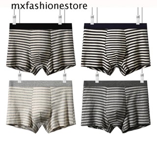 Mxfashione กางเกงบ็อกเซอร์ ผ้าฝ้าย แบบนิ่ม ลายทาง สําหรับผู้ชาย