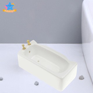 [Edstars] โมเดลห้องน้ําจิ๋ว สเกล 1:12 สีขาว สําหรับตกแต่งบ้านตุ๊กตา 2
