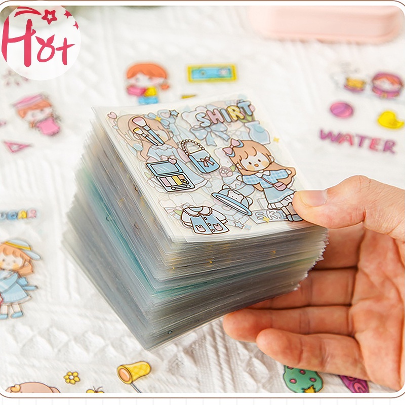 Ge สติกเกอร์ PET กันน้ํา ทรงสี่เหลี่ยม ลายการ์ตูนอนิเมะน่ารัก ไม่ซ้ําใคร สําหรับนักเรียน และเด็กผู้หญิง 50 ชิ้น