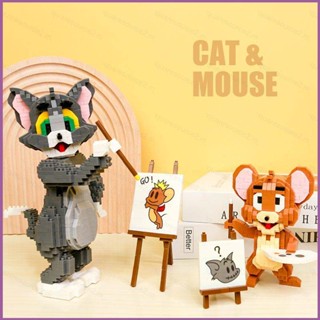 Sq2 บล็อกตัวต่อ รูปแมว และหนู Tom and Jerry ของเล่นสําหรับเด็ก