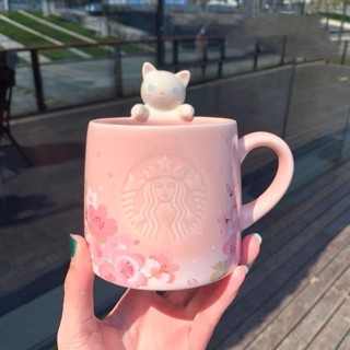 Starbucks แก้วมักเซรามิก ลายดอกซากุระ สีชมพู สําหรับแมว