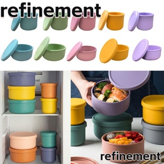 Refinement กล่องอาหารกลางวัน เบนโตะ ซิลิโคน กันรั่วซึม พร้อมฝาปิด แบบพกพา ขนาด 250 มล. 650 มล.