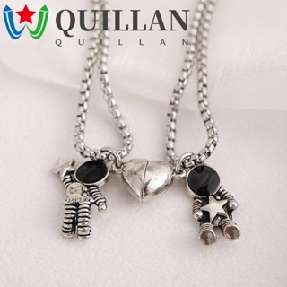 Quillan สร้อยคอคู่นักบินอวกาศ หนา เท่ ผู้ชาย ของขวัญเพื่อน จี้หัวใจ ฮิปฮอป สร้อยคอ สไตล์เกาหลี