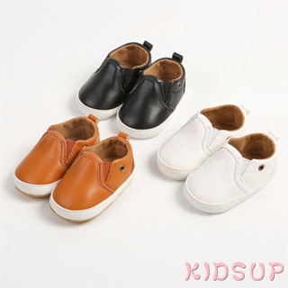 Kidsup1- รองเท้าหนัง PU พื้นแบน กันลื่น สีพื้น สําหรับเด็กทารก ใส่เดิน งานแต่งงาน