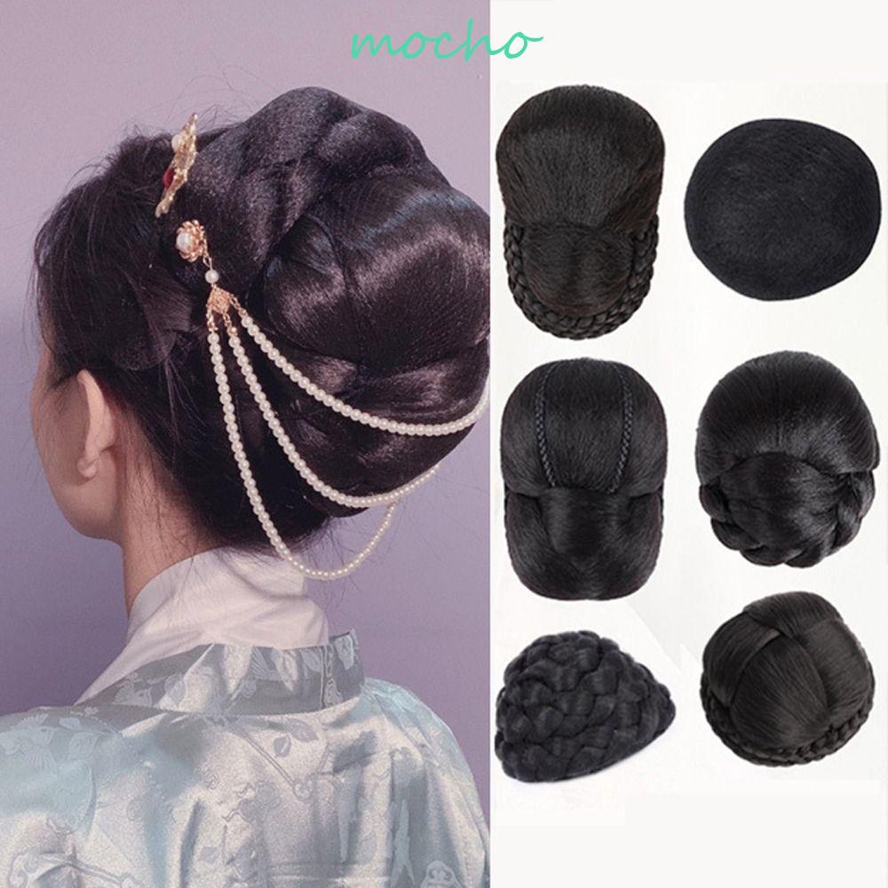 Mocho ผมปลอม ไฟเบอร์สังเคราะห์ ทนความร้อน สีดํา สไตล์จีนย้อนยุค สําหรับผู้หญิง