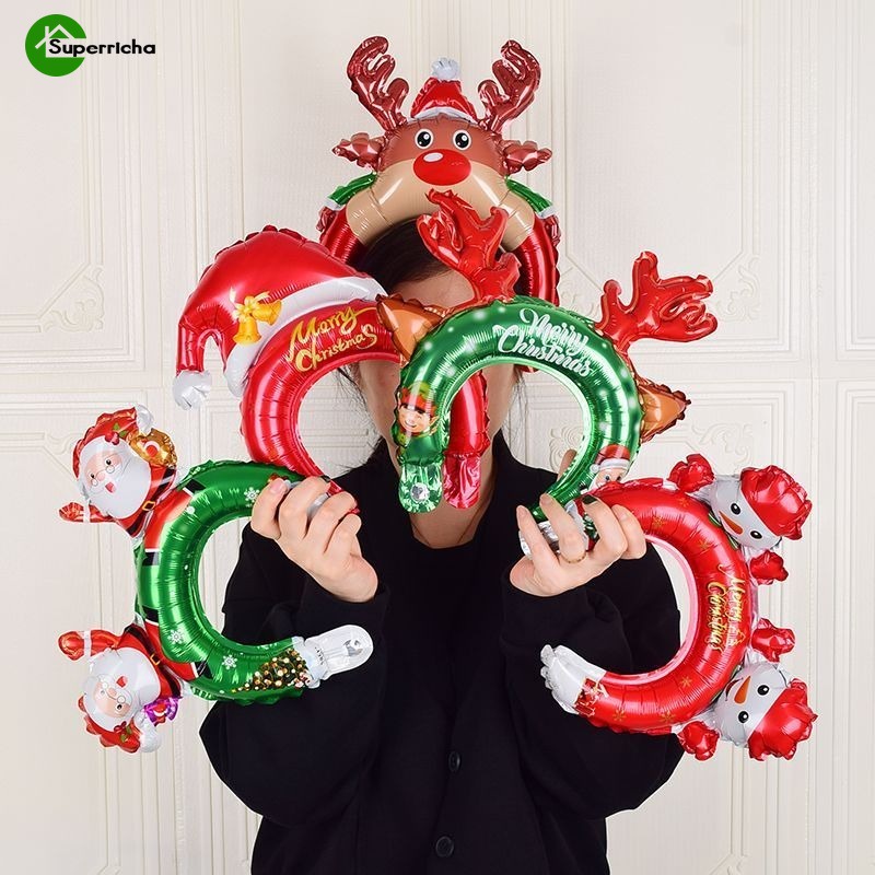 ซานตาคลอส สโนว์แมน เอลก์ ที่คาดผม ลูกโป่ง / อุปกรณ์ปาร์ตี้คริสต์มาส ปีใหม่ / คริสต์มาส ลายน่ารัก ที่คาดผม ฟอยล์ ลูกโป่ง / สุขสันต์วันคริสต์มาส / คริสต์มาส แต่งตัว พร็อพ