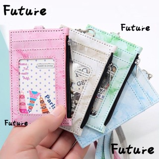 กระเป๋าใส่เหรียญ หนัง PU แต่งซิป พร้อมสายคล้องคอ และช่องใส่บัตรหลายช่อง สําหรับนักเรียน