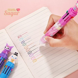 [WillBesugarT] Sanrio ปากกาลูกลื่น ลายการ์ตูน Kuromi Melody Cinnamoroll Pudding 10 สี 0.7 เครื่องเขียน สําหรับนักเรียน [ใหม่]